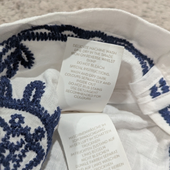 Boden White Linen Dress with Navy Embroidery - Picture 10 of 15